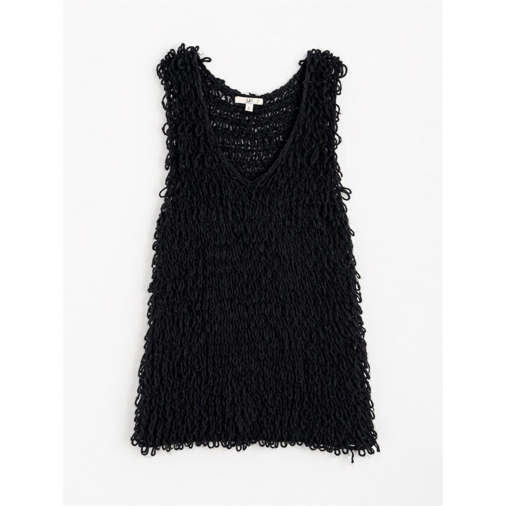 YA Black Shaggy Open Knit Sweater Tunic Top/Dress Boho Festival Goth Grunge Sz L - Picture 2 of 7